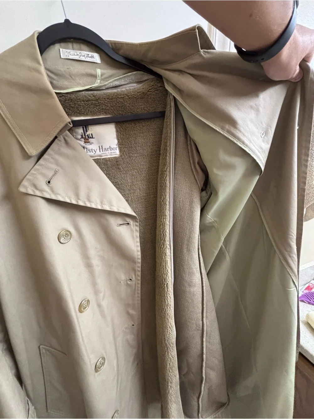 Vintage Misty Harbor Trench Coat Womens 14R Tan Belted Zip Out Liner Warm Jacket